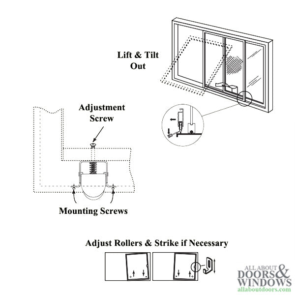 Roller Assembly with 1 Inch Steel Wheel for Sliding Screen Door - Roller Assembly with 1 Inch Steel Wheel for Sliding Screen Door