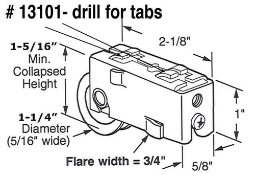 Smith Cary Roller Assembly for Sliding Glass Door 1.25 Inch Steel Wheel Diameter - Smith Cary Roller Assembly for Sliding Glass Door 1.25 Inch Steel Wheel Diameter