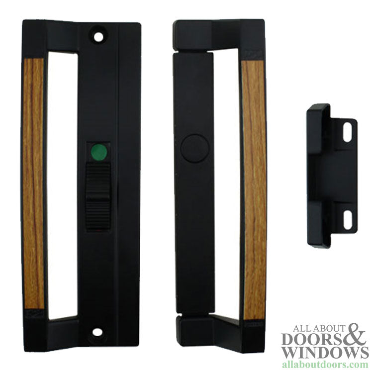 Norandex Sliding Patio Door Handle 6 5/8 Inch Hole Center Black Metal and Wood - Norandex Sliding Patio Door Handle 6 5/8 Inch Hole Center Black Metal and Wood