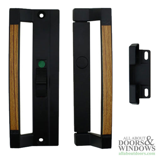 Norandex Sliding Patio Door Handle 6 5/8 Inch Hole Center Black Metal and Wood - Norandex Sliding Patio Door Handle 6 5/8 Inch Hole Center Black Metal and Wood