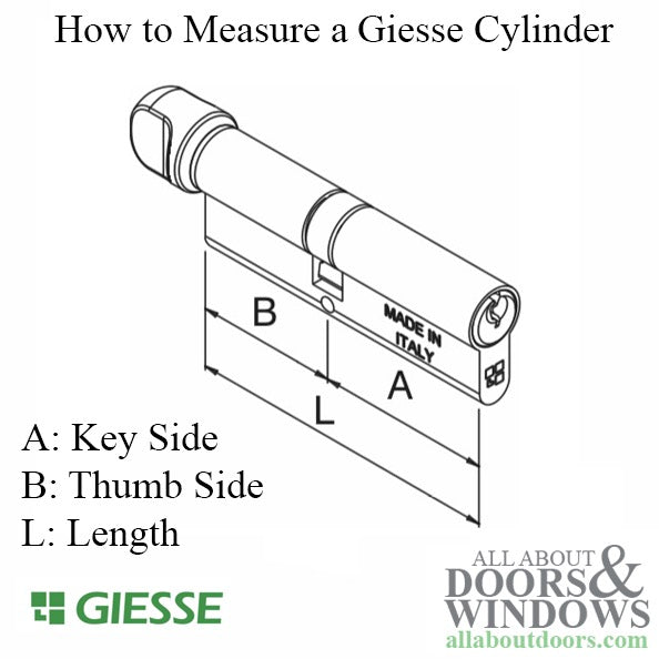 122mm Giesse 91/31  Euro Profile Cylinder w/ Type 2 Knob - 122mm Giesse 91/31  Euro Profile Cylinder w/ Type 2 Knob