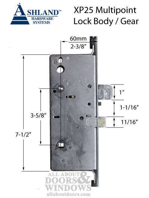 Ashland Multipoint Lock XP25 3 point Shootbolt 60mm Backset 20mm Faceplate - Ashland Multipoint Lock XP25 3 point Shootbolt 60mm Backset 20mm Faceplate