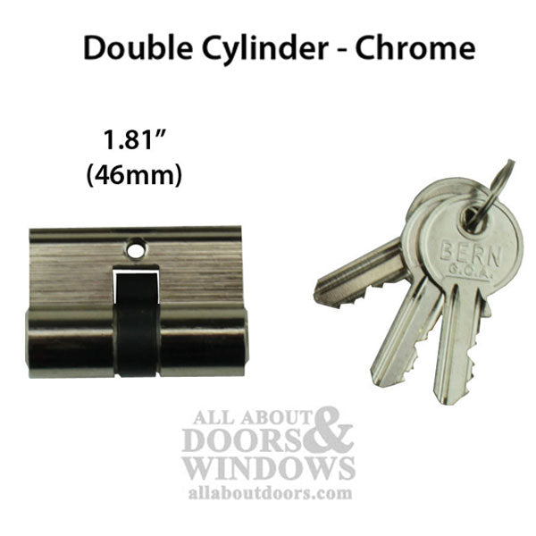 Double Key Gate Lock Profile Cylinder, 46mm - Chrome - Double Key Gate Lock Profile Cylinder, 46mm - Chrome