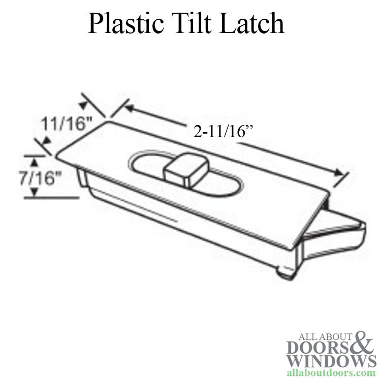 Tilt Latch, Slide in Plastic, 2-11/16
