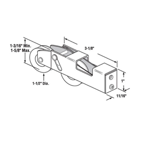 Tandem Roller Assembly - Sliding Patio Door, Steel Ball Bearing - Tandem Roller Assembly - Sliding Patio Door, Steel Ball Bearing