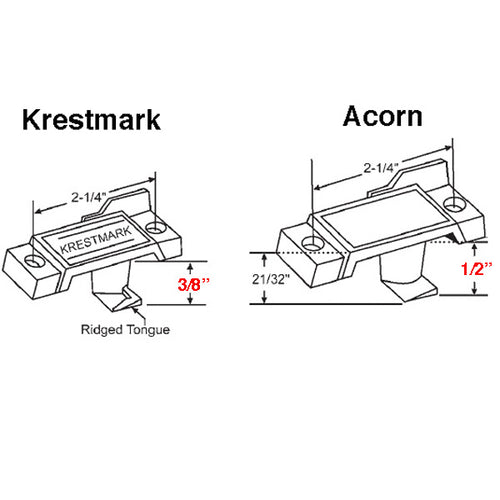 Acorn Window Parts: 1/2 inch Offset sash lock / Latch - White - Acorn Window Parts: 1/2 inch Offset sash lock / Latch - White