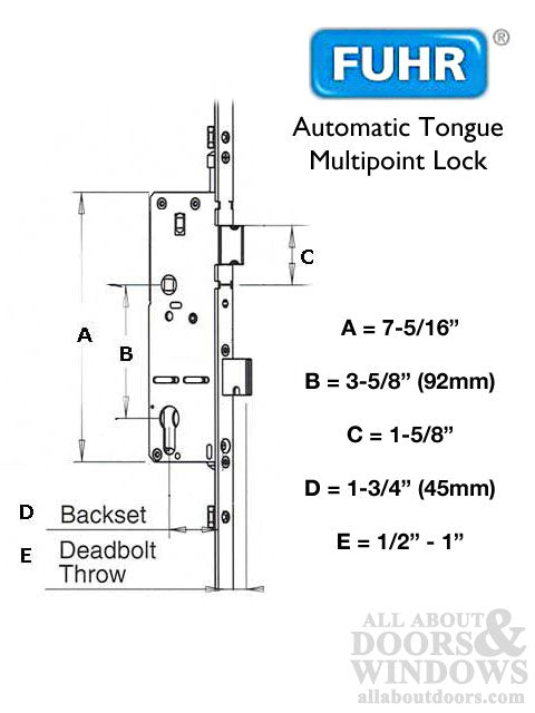 Fuhr Tongue Version Lock, Auto 1-3/4 inch backset - See Replacement Options - Fuhr Tongue Version Lock, Auto 1-3/4 inch backset - See Replacement Options