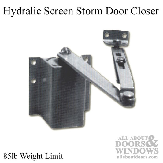 Hydraulic Screen / Storm Door Closer, 85 pound - Aluminum