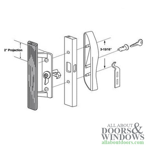 Keyed Handle Set for Sliding Patio Glass Doors with Reversible Hand Openings - Keyed Handle Set for Sliding Patio Glass Doors with Reversible Hand Openings