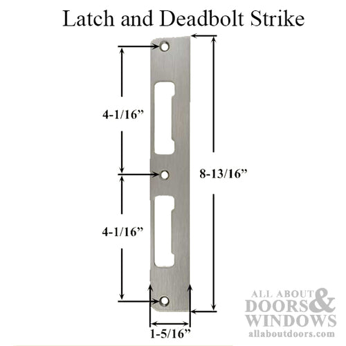 Latch & Deadbolt Strike Plate, 1.30 x 8.82 Flat - Satin Nickel - Latch & Deadbolt Strike Plate, 1.30 x 8.82 Flat - Satin Nickel