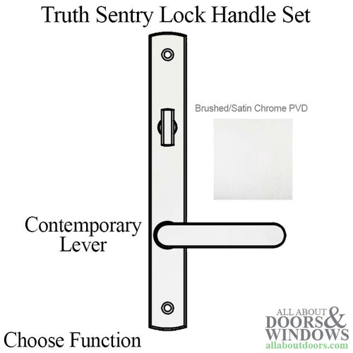 Truth Sentry Lock Handle Set, Contemporary, Decorative over Solid Brass, PVD Brushed Chrome - Truth Sentry Lock Handle Set, Contemporary, Decorative over Solid Brass, PVD Brushed Chrome