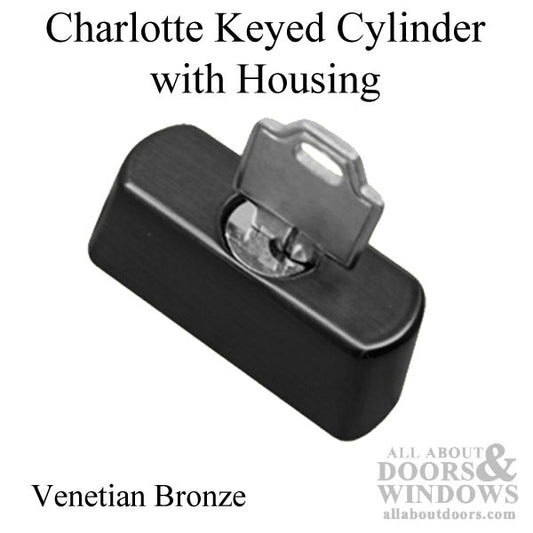 Charlotte Key Lock Housing and Cylinder for Sliding Doors, Venetian Bronze