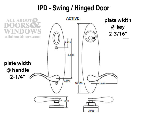 IPD Citadel Peachtree Swing Door Hardware - Polished Brass - IPD Citadel Peachtree Swing Door Hardware - Polished Brass