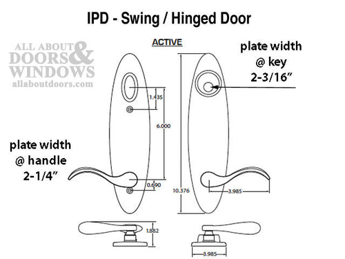 IPD Citadel Peachtree Swing Door Hardware - Polished Brass - IPD Citadel Peachtree Swing Door Hardware - Polished Brass