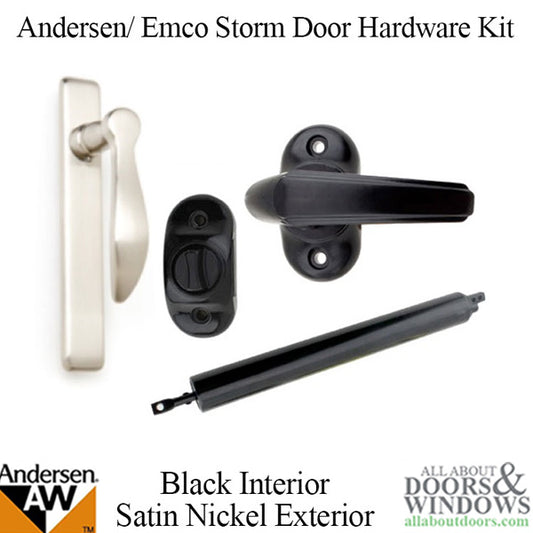 Andersen/ Emco Storm Door Hardware Kit - Satin Nickel Exterior, Black Interior