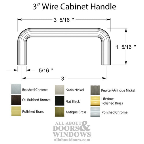 3'' Wire Pull, Solid Brass - Choose Finish - 3'' Wire Pull, Solid Brass - Choose Finish