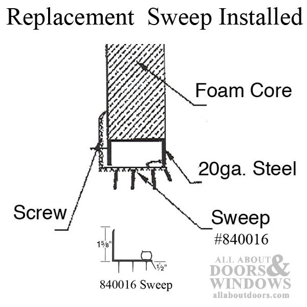 Perma-Door Pocket Sweep, Screw-on Door Bottom - Discontinued - Perma-Door Pocket Sweep, Screw-on Door Bottom - Discontinued