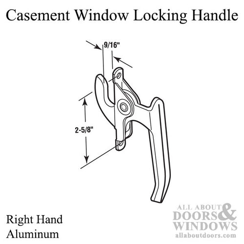 Right Hand Locking Handle, Casement Window 2-5/8 - Aluminum - Right Hand Locking Handle, Casement Window 2-5/8 - Aluminum