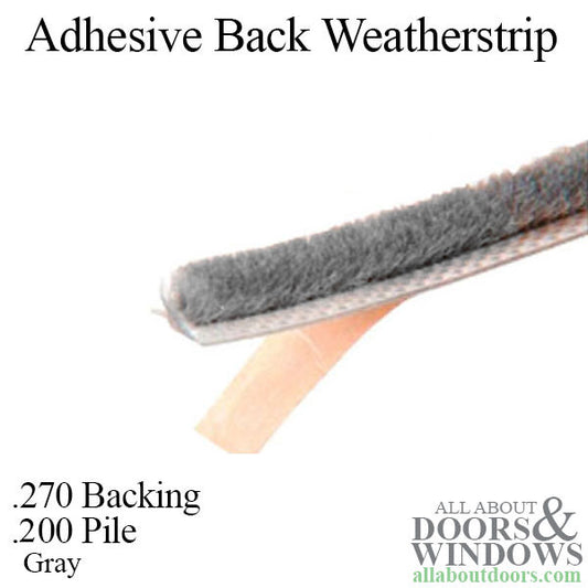 Weatherstrip For Doors and Windows .270 Inch Backing .200 Inch Pile Adhesive Back Seal