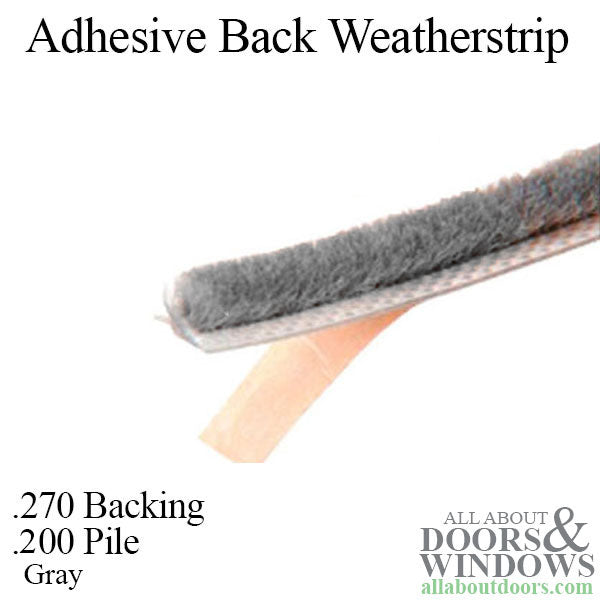 Weatherstrip For Doors and Windows .270 Inch Backing .200 Inch Pile Adhesive Back Seal - Weatherstrip For Doors and Windows .270 Inch Backing .200 Inch Pile Adhesive Back Seal