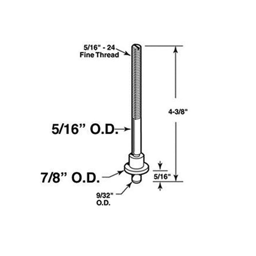 Pivot Rod, 5/16, Bottom Threaded - Pivot Rod, 5/16, Bottom Threaded