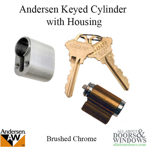 Andersen Keyed Cylinder with Housing - Brushed Chrome - Andersen Keyed Cylinder with Housing - Brushed Chrome