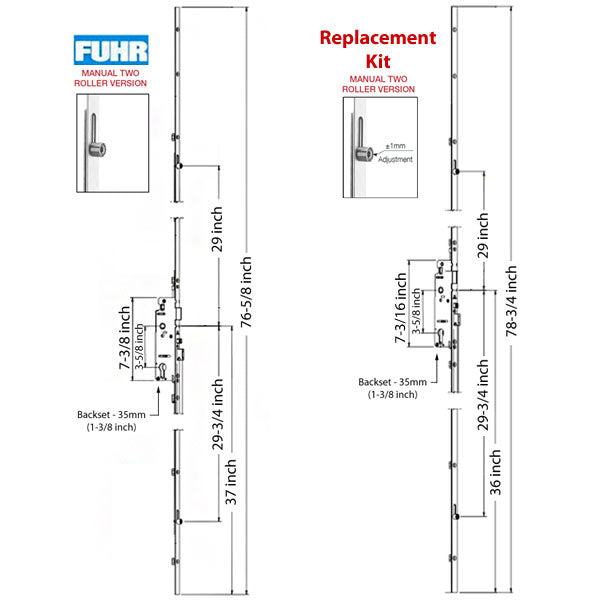 Fuhr 2 Roller Manual Version, 35mm backset - Unavailable - See Replacement Options - Fuhr 2 Roller Manual Version, 35mm backset - Unavailable - See Replacement Options