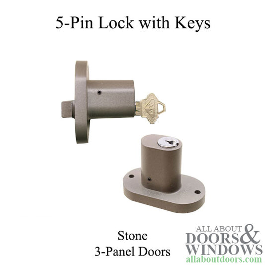 Andersen 3 Panel Door 5 Pin Lock with Keys - Stone