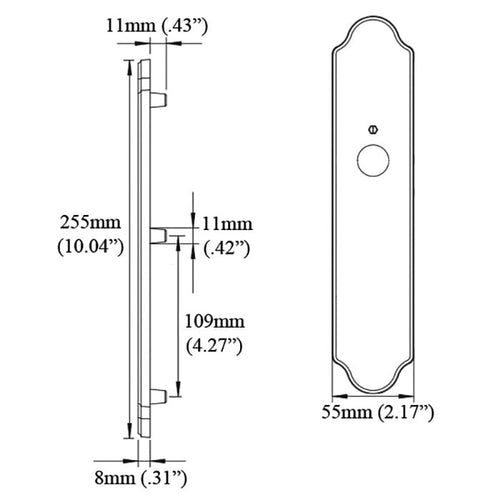 HOPPE Wide Traditional Exterior Backplate M3965N for Inactive Handlesets - Satin Nickel - HOPPE Wide Traditional Exterior Backplate M3965N for Inactive Handlesets - Satin Nickel