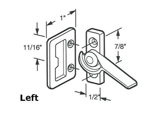 Window Latch, Aluminum Sash Hardware, Diecast (Left Hand) - Bright Zinc - Window Latch, Aluminum Sash Hardware, Diecast (Left Hand) - Bright Zinc