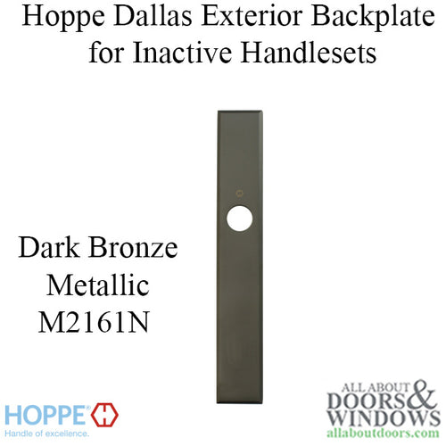 HOPPE Dallas Exterior Backplate M2161N for Inactive Handlesets - Dark Bronze Metallic - HOPPE Dallas Exterior Backplate M2161N for Inactive Handlesets - Dark Bronze Metallic