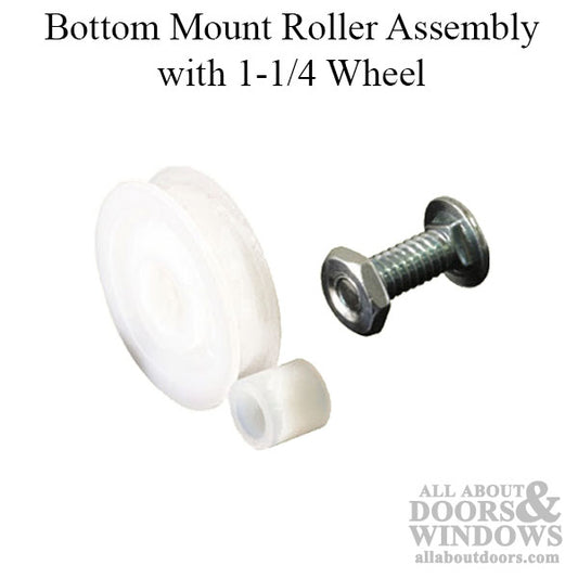 Bottom Mount Roller Assembly with 1.25 Inch Nylon Wheel for Sliding Screen Door