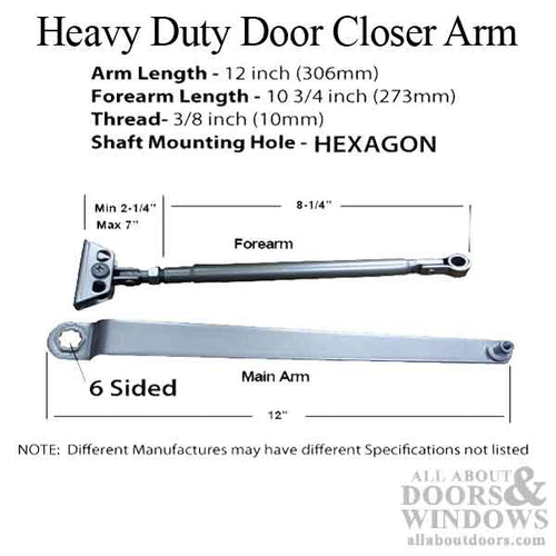 Regular Arm for Heavy Duty Door Closer, 4300 series - HEXAGON, Duranodic Bronze - Regular Arm for Heavy Duty Door Closer, 4300 series - HEXAGON, Duranodic Bronze