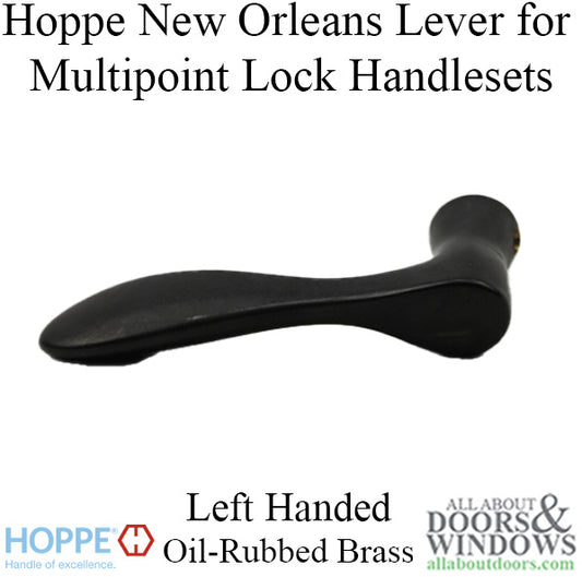 New Orleans Lever Handle for Left Handed Multipoint Lock Handlesets - Oil-Rubbed Brass