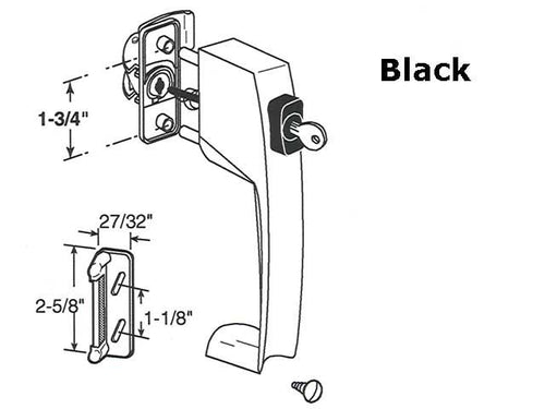 Screen Door Keyed Push Button Latch 1.75 Inch Hole Spacing - Screen Door Keyed Push Button Latch 1.75 Inch Hole Spacing
