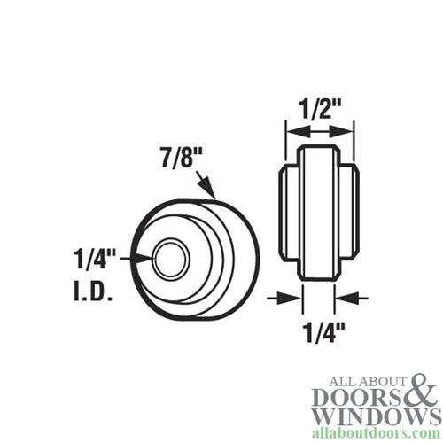 Roller - Sliding Patio Door, Steel Ball Bearing - 7/8 inch Diameter - Roller - Sliding Patio Door, Steel Ball Bearing - 7/8 inch Diameter