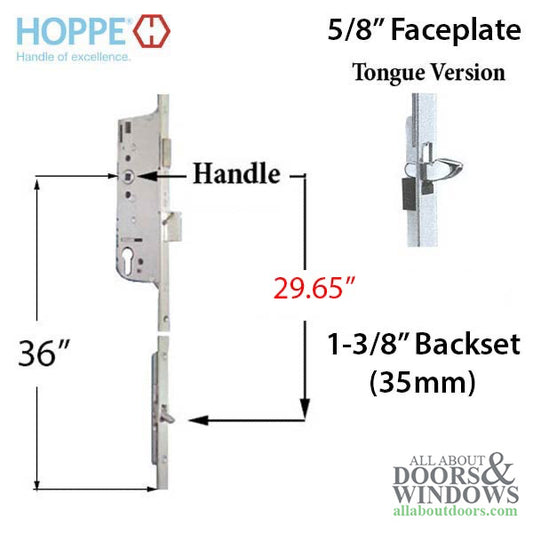 Hoppe 16mm Manual 35/92 Gear with Tongue, 1" Deadbolt & 36" Handle Height