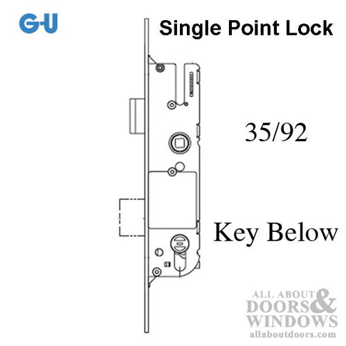 G-U Monolock 35/92 Single Point Mortise Lock (SPL) - Stainless Steel - G-U Monolock 35/92 Single Point Mortise Lock (SPL) - Stainless Steel