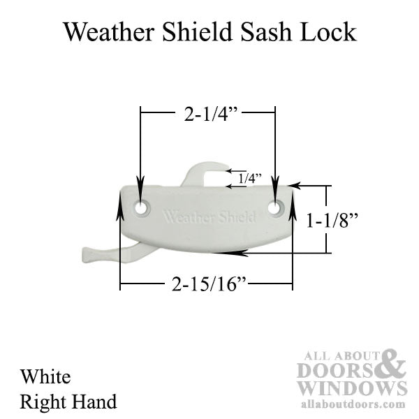 Sash Lock, WeatherShield Visions 2000 Single Hung Tilt Window in White - Choose Color - Sash Lock, WeatherShield Visions 2000 Single Hung Tilt Window in White - Choose Color