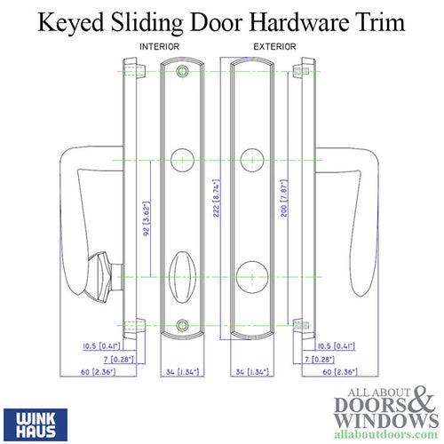 Botticelli Keyed Entry for Winkhaus Sliding Door Hardware Trim - Botticelli Keyed Entry for Winkhaus Sliding Door Hardware Trim