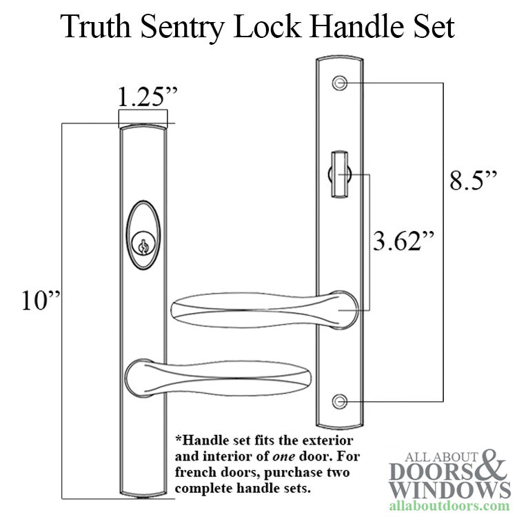 Truth Sentry Lock Handle Set, Classic, Decorative finishes over Brass, Antique Brass - Truth Sentry Lock Handle Set, Classic, Decorative finishes over Brass, Antique Brass