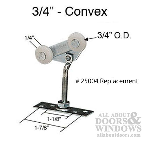 2 Wheel, 3/4 inch Dia., Top Mount Closet Door Roller - 2 Wheel, 3/4 inch Dia., Top Mount Closet Door Roller