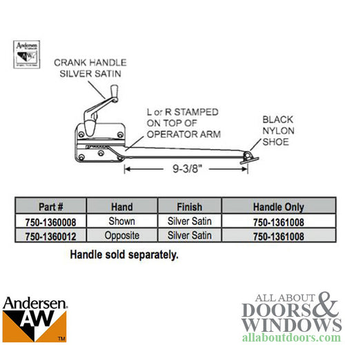 Andersen 7095 Operator - Silver Satin - Andersen 7095 Operator - Silver Satin