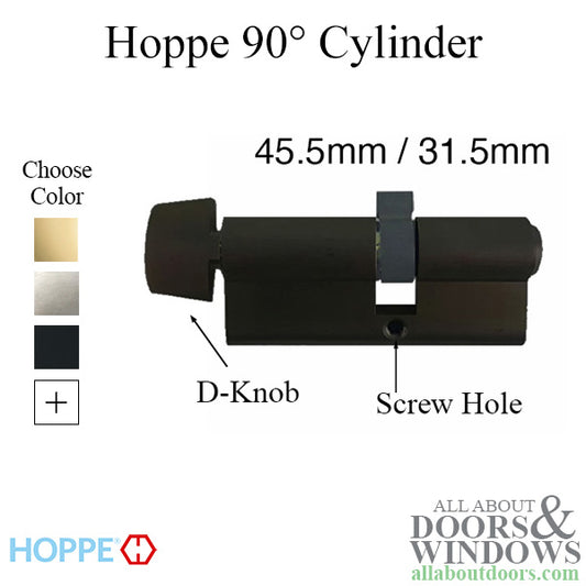 45.5/31.5 Euro profile full cylinder with 90° turn and Dallas D-knob - Choose Color