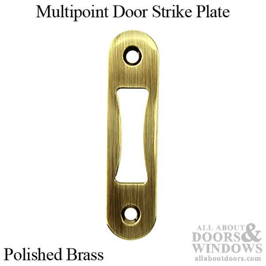 Multipoint Door Radius Corner No Lip Strike Plate for 1-3/4 Inch Door - Polished Brass