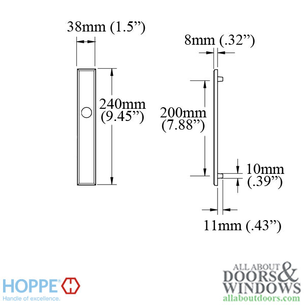 HOPPE Dallas Exterior Backplate M2161N for Inactive Handlesets - Satin Nickel - HOPPE Dallas Exterior Backplate M2161N for Inactive Handlesets - Satin Nickel