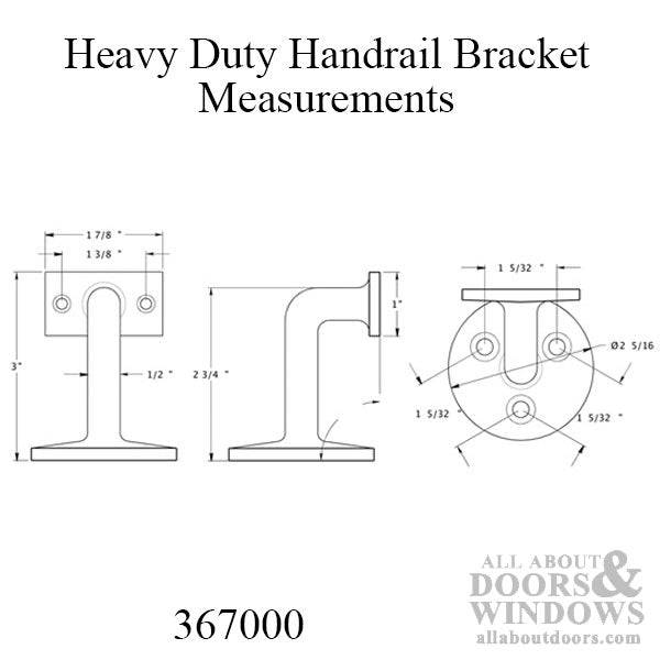 Heavy Duty Hand Rail Bracket, Solid Brass - Choose Color - Heavy Duty Hand Rail Bracket, Solid Brass - Choose Color