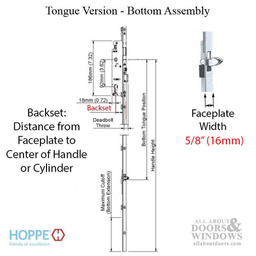 Hoppe 16mm Manual 45/92 Gear, Tongue at 29.65