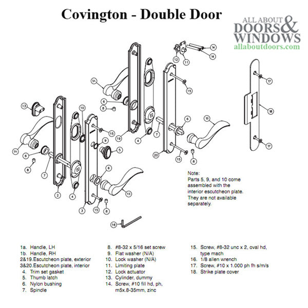 Hardware Kit, Double Door, Covington, Active / Passive - Oil-Rubbed Bronze - Hardware Kit, Double Door, Covington, Active / Passive - Oil-Rubbed Bronze