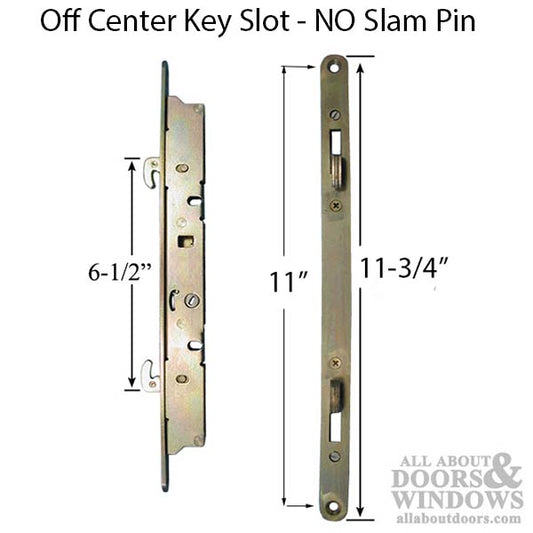 Double Hook Mortise lock for sliding doors, Off Center Hole, NO Slam Pin - YDI